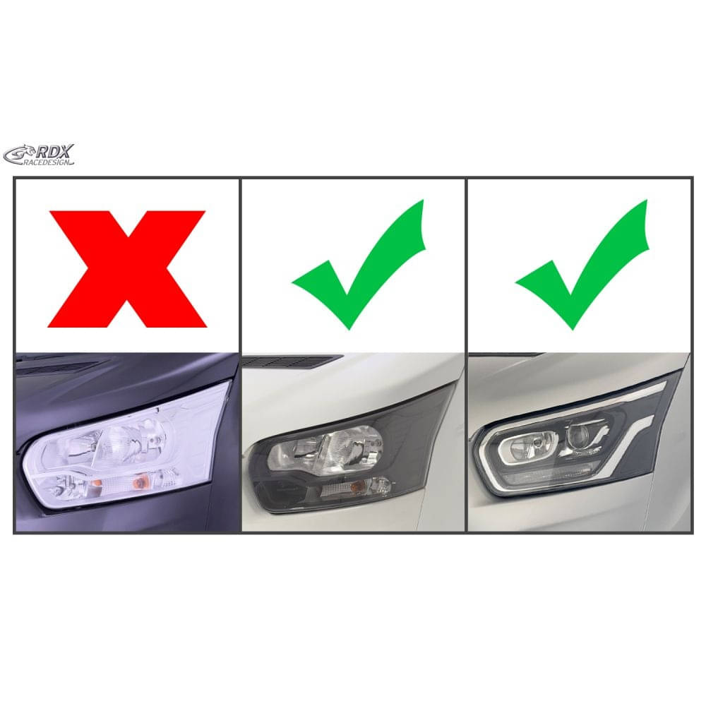 RDX Scheinwerferblenden Boeser Blick FORD Transit - Xenon-schwarze Halo-Scheinw ab Bj. 14 Weiss Glanz - RDSB220X-WS