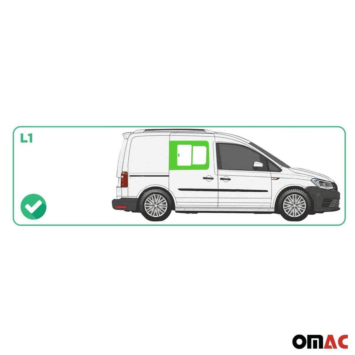 OMAC Seitenfenster Schiebefenster VW Caddy III-IV L1 Bj. 2003-2020 Vorne Rechts - 7520405-1FSSR