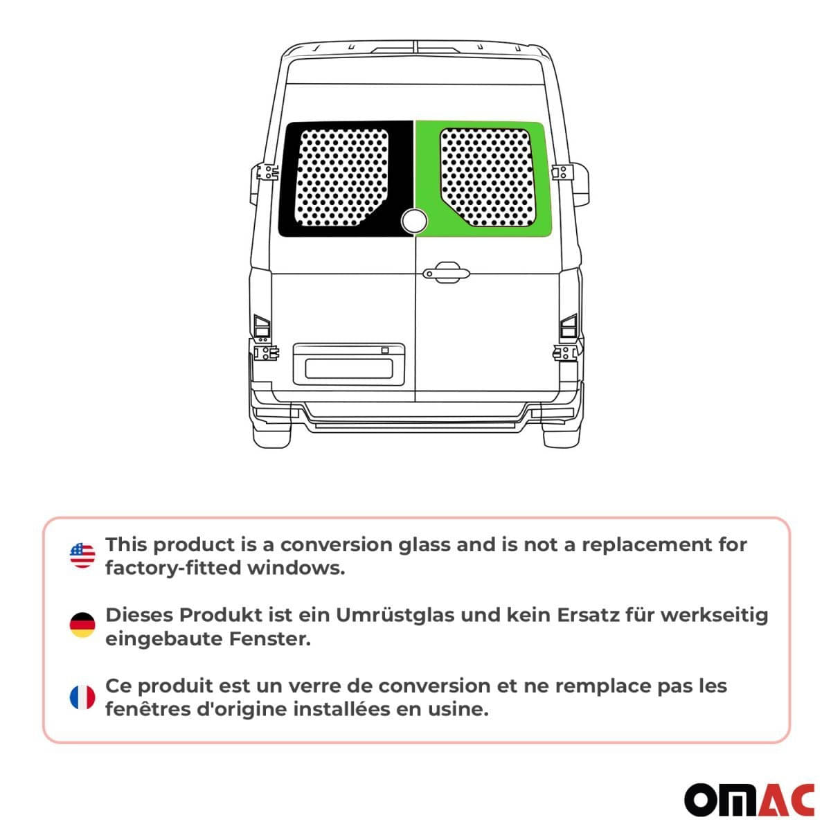 OMAC Heckscheibe Heckfenster VW Crafter L2/L3 ab Bj. 2017 Flügeltür Hinten Rechts OMAC Heckscheibe Heckfenster VW Crafter L2-L3 ab Bj. 2017 Fluegeltuer Hinten Rechts - 7556405-1BDFR