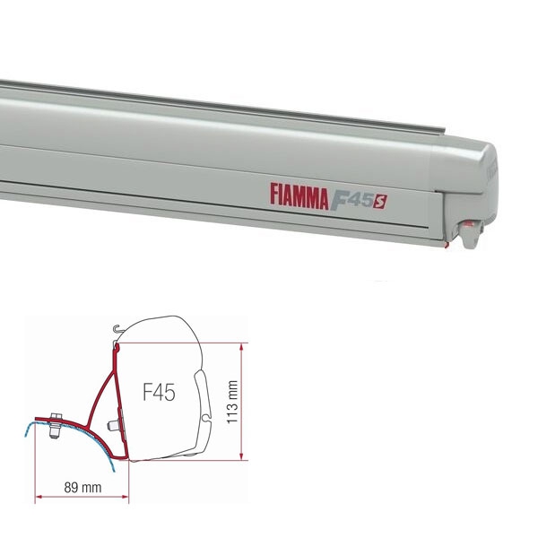 Markise FIAMMA F45 S 260 Royal grey Gehaeuse titanium inkl. Adapter Renault Trafic Opel Vivaro bis 2014 H1 L2