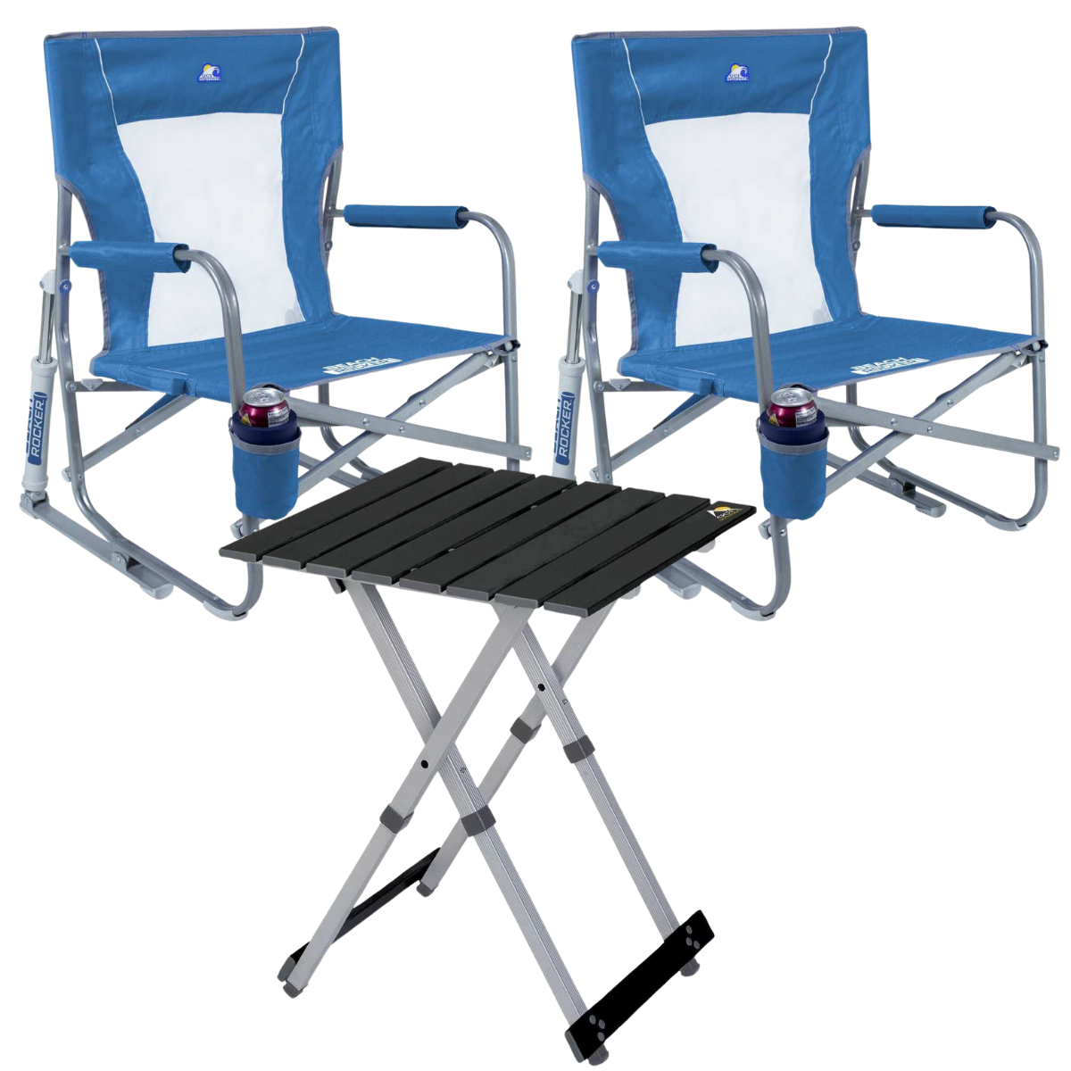 Set GCI Tisch Camp Table 20 & 2 Schaukelstühle Beach Rocker Saybrook Blue Set GCI Tisch Camp Table 20 - 2 Schaukelstuehle Beach Rocker Saybrook Blue - 60083 39126