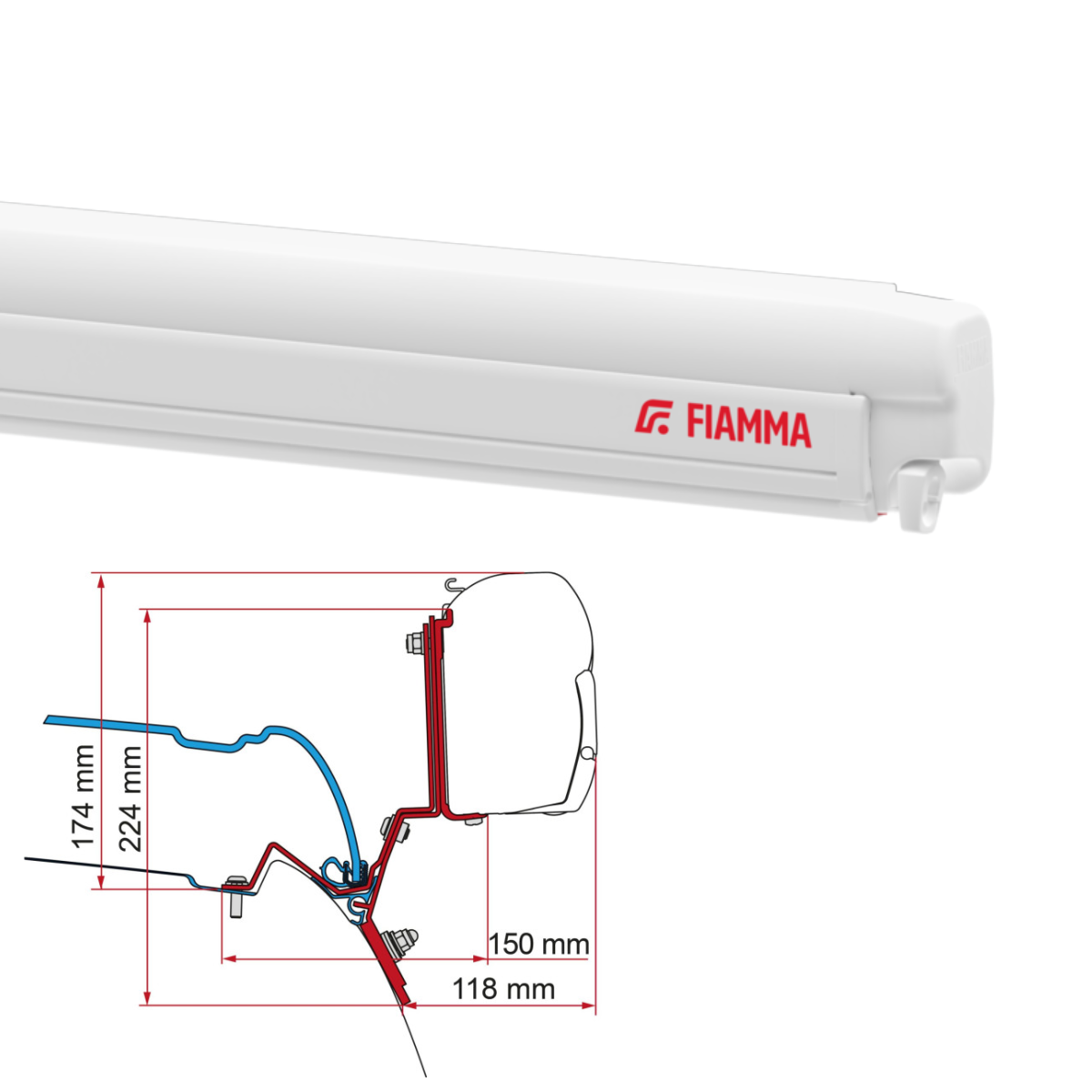 Markise FIAMMA F45 S 260 Royal grey Gehaeuse weiss inkl. Adapterkit Mercedes V Klasse Marco Polo - 06280H01R 98655Z022
