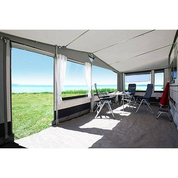 DWT Wohnwagen-Vorzelt PARADIES III Gr. 14 Umlaufmass 941-970 cm Tiefe 240 cm mit 28 mm Stahlgestaenge - 125074S28