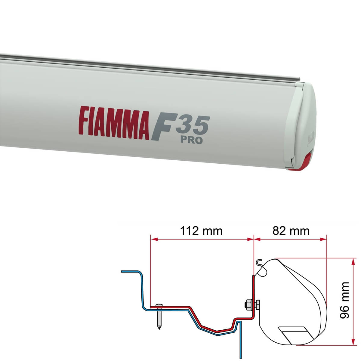 Markise FIAMMA F35 Pro Royal grey 270 cm Gehaeuse titanium inkl- Adapter Ford Custom V710 ab Bj. 2023 H1L2 Groupe Rapido