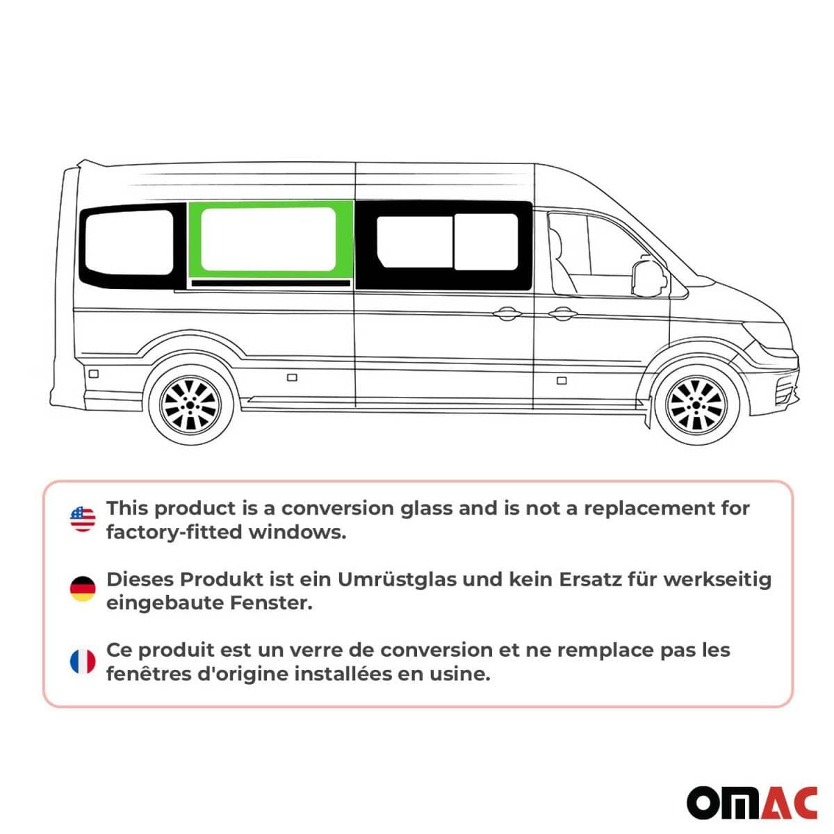 OMAC Seitenfenster Seitenscheibe VW Crafter L3 ab Bj. 2017 Schiebetür Rechts OMAC Seitenfenster Seitenscheibe VW Crafter L3 ab Bj. 2017 Schiebetuer Rechts - 7556405-1MSDFR
