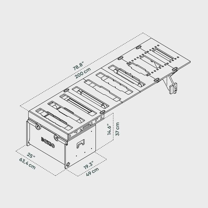 BOXIO - RACK Modulare Campingbox inkl. Bett- Bundle S - BOX-RACK-BUNDLE-S