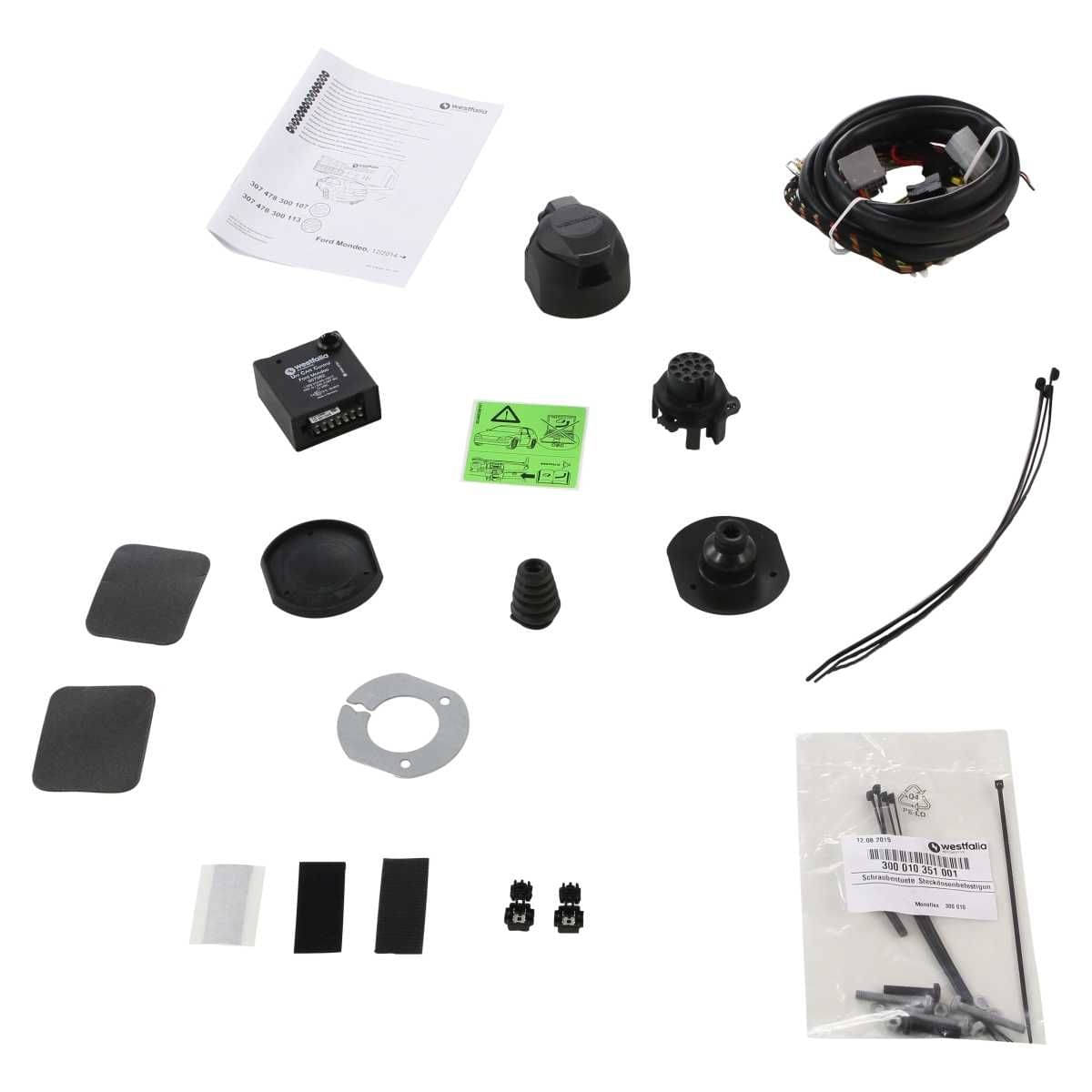 Westfalia Abnehmbare Anhaengerkupplung fuer Ford Mondeo Limousine-Turnier -BJ 01-2015-04-2022- - im Set mit 13-pol. fahrzeugspezifischem Elektrosatz - 307476900113