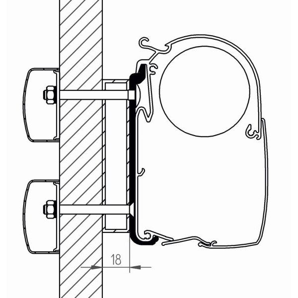 THULE Adapter Dethleffs Globebus 350 cm fuer Markise 5200 308003