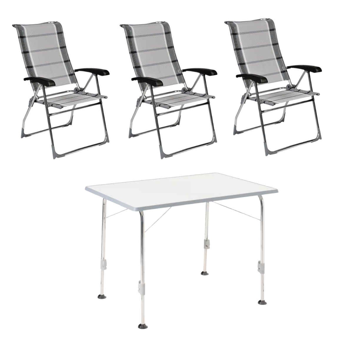 DUKDALF Stuhl Aspen silber anthrazit 3er-Set - Tisch STABILIC III 115x70 cm hellgrau - 42-01-0649-4 40-24-1157.0