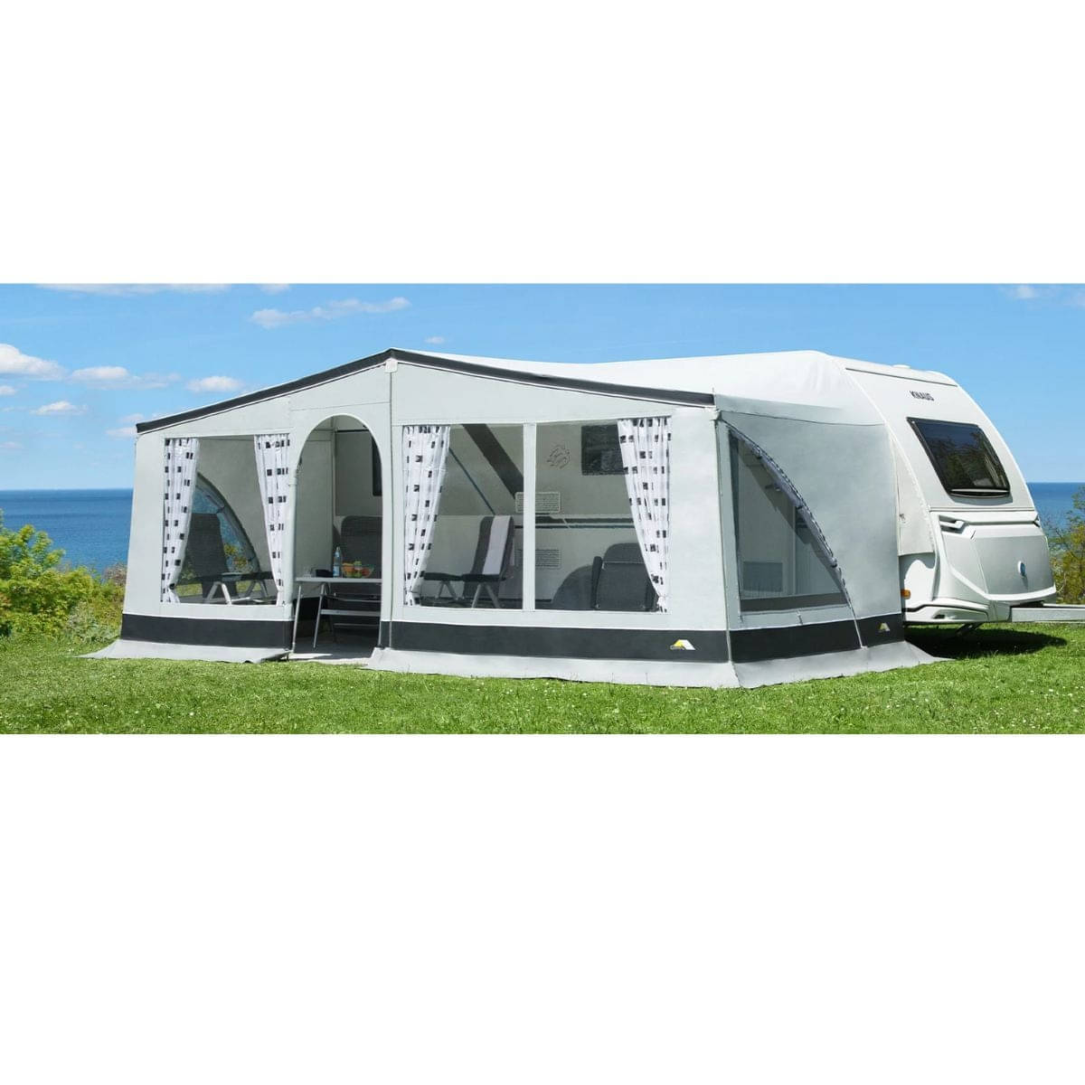 DWT Wohnwagen-Vorzelt WINNER Gr. 12 Umlaufmass 881-910 cm Tiefe 240 cm mit 28 mm Alu-Gestaenge - 112082ALU