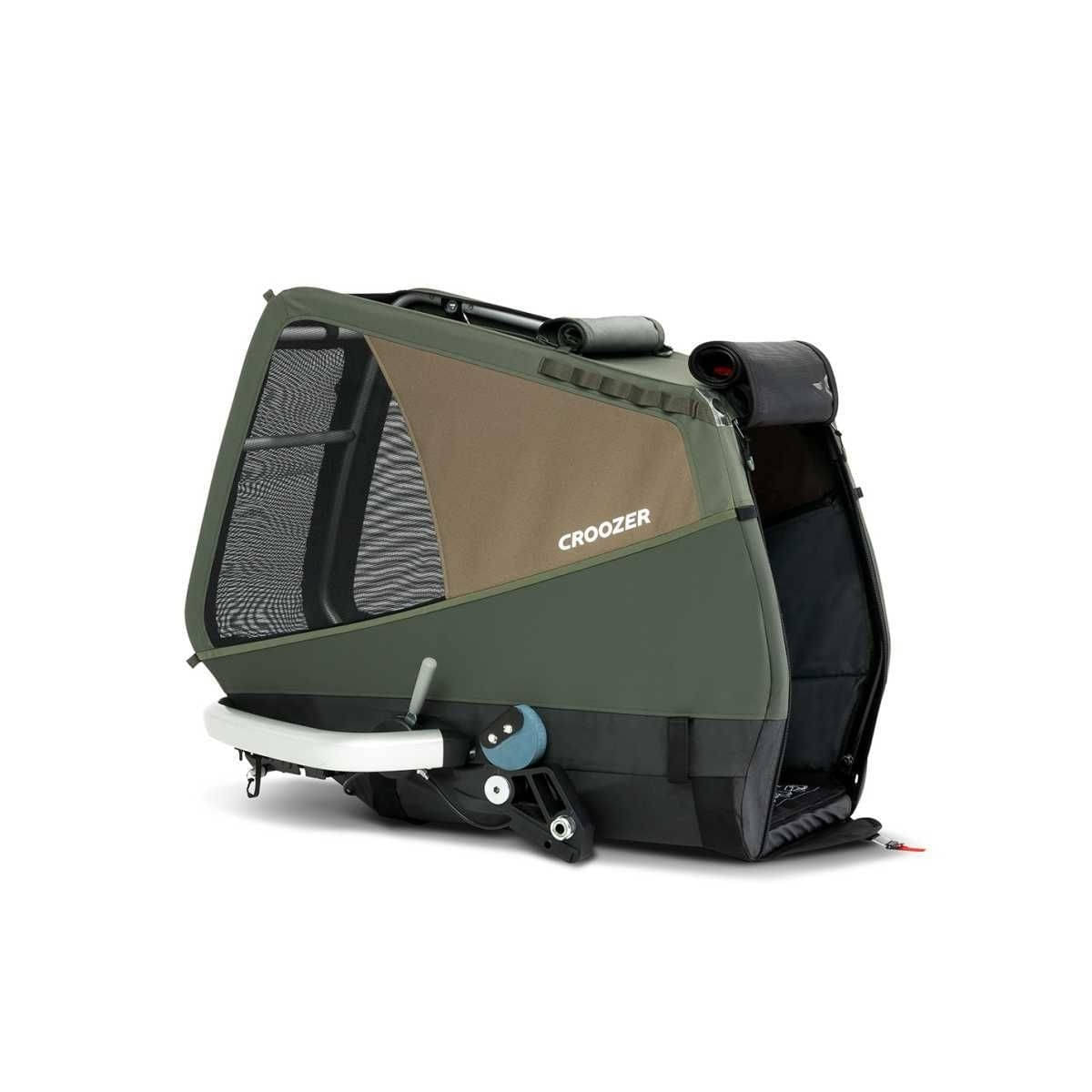 CROOZER Hundefahrradanhaenger Dog Enna Moos Green- Bundle mit Regenverdeck und Buggy-Set - 121600126