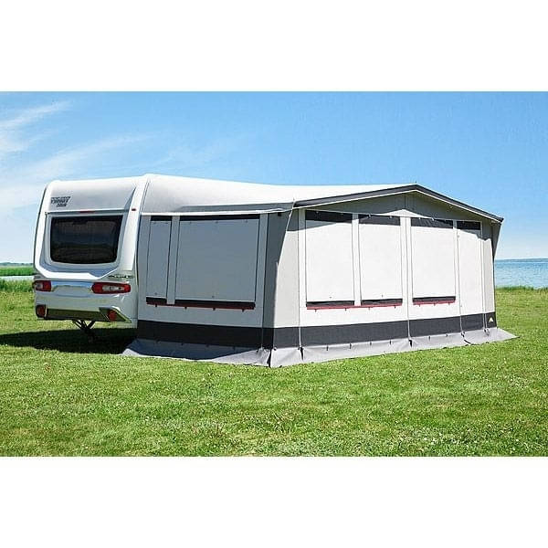 DWT Wohnwagen-Vorzelt PARADIES III Gr. 18 Umlauf 1061-1090 cm Tiefe 240 cm mit 28 mm Stahlgestaenge - 125078S28