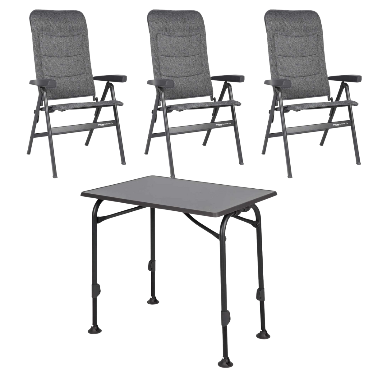 WESTFIELD Campingstuhl Advancer Pro grey melange 3er-Set - Tisch AIRCOLITE 100x68 cm black - 201-1884 GM 201-27261