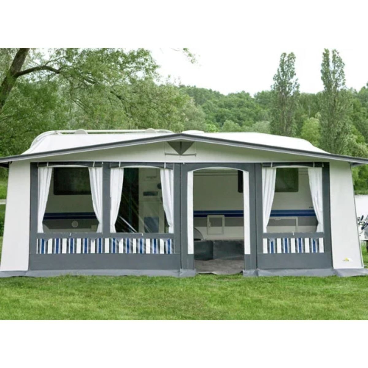 DWT Wohnwagen-Vorzelt CARAT Gr. 11 Umlaufmass 851-880 cm Tiefe 240 cm mit 28 mm Stahlgestaenge - 144521S28