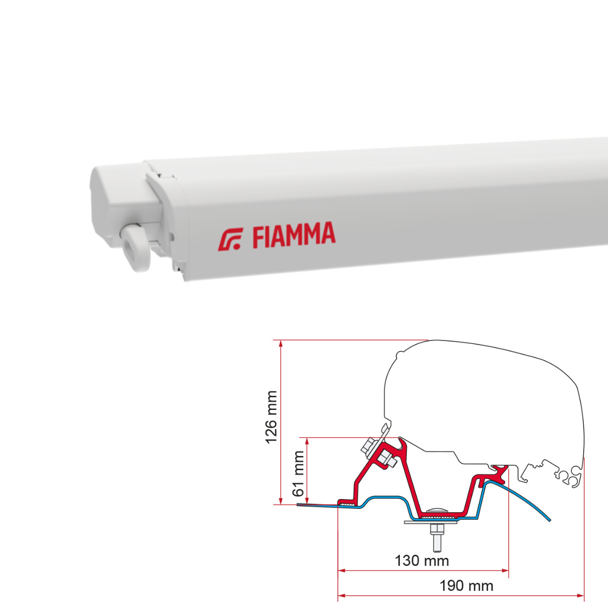 Markise FIAMMA F80 S 320 Royal grey Huis wit incl. Adapterkit Mercedes Sprinter II VW Crafter I Markise FIAMMA F80 S 320 Royal grey Gehaeuse weiss inkl. Adapterkit Mercedes Sprinter II VW Crafter I - 07830B01R 98655-746