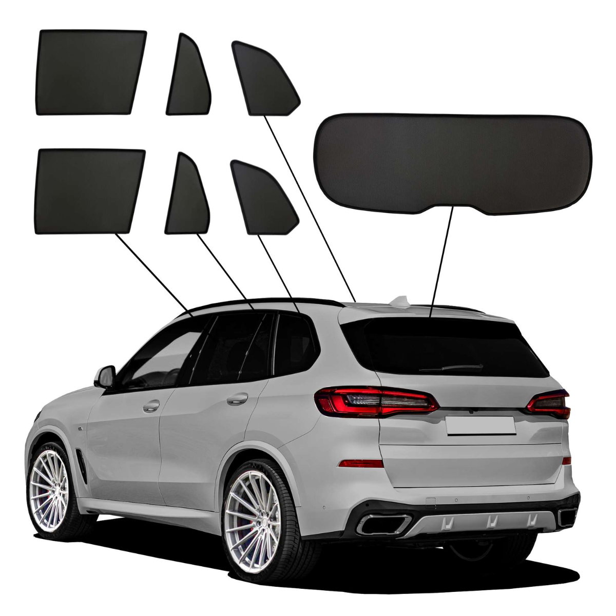 WINDESA SunClip Sonnenschutz - Sichtschutz BMW X5 ab Bj. 2018 Set ABC