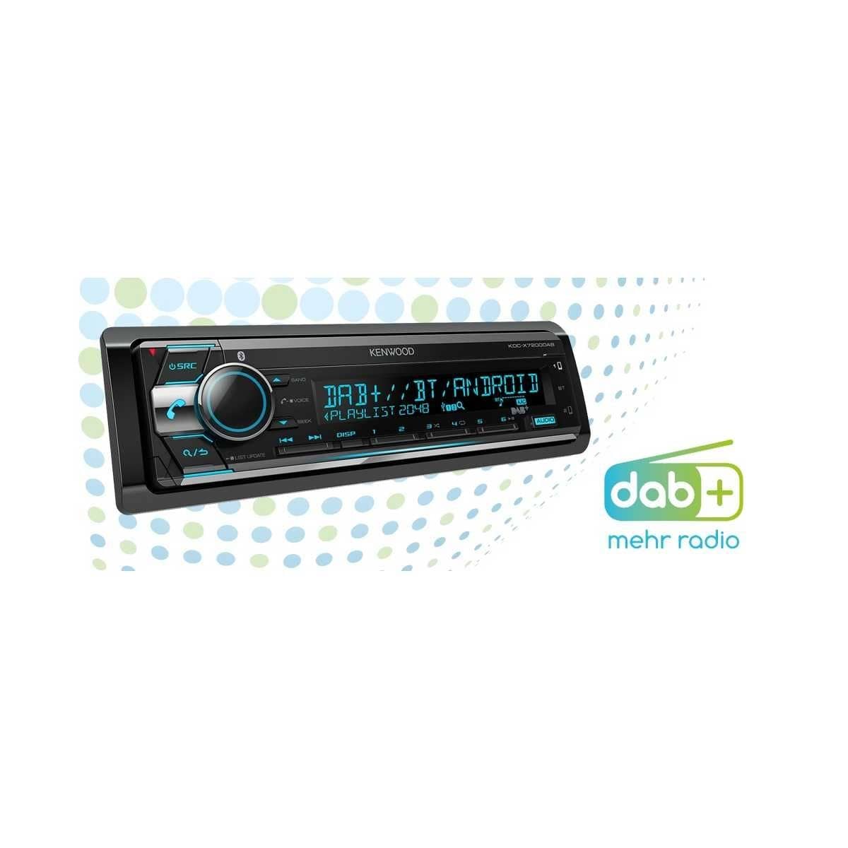 KENWOOD 1-DIN Autoradio ohne CD-Laufwerk mit umschaltbarer Beleuchtung KMM-BT508DAB