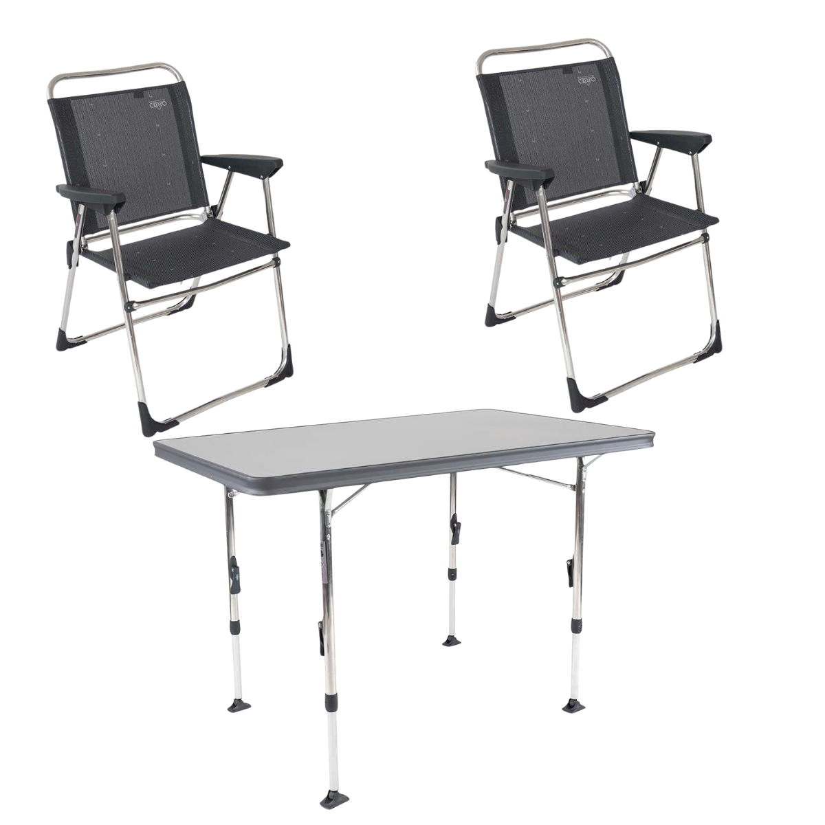 CRESPO Campingstuhl Classic AL/219 anthrazit 2er-Set & Tisch Ligero AL/246 101x65 cm grau CRESPO Campingstuhl Classic AL-219 anthrazit 2er-Set - Tisch Ligero AL-246 101x65 cm grau - 1148097 1151353