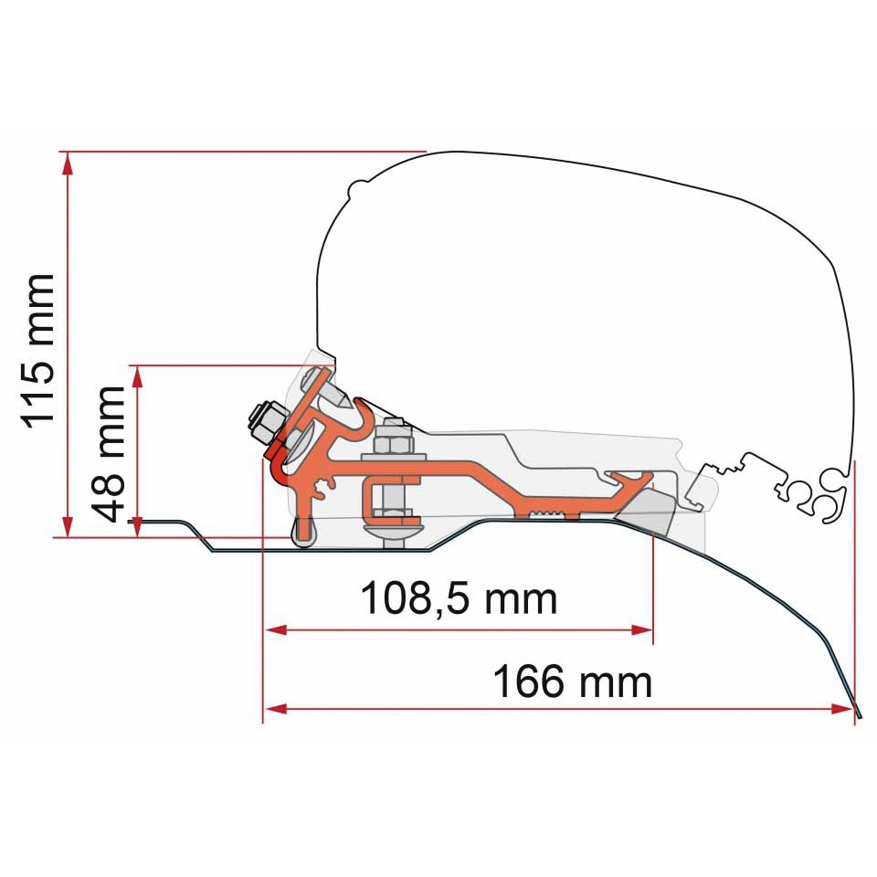 Markise FIAMMA F80 S 400 Royal grey Gehaeuse titanium inkl. Adapter Low Profile silber Fiat Ducato Jumper Boxer H2 L4 ab 2006