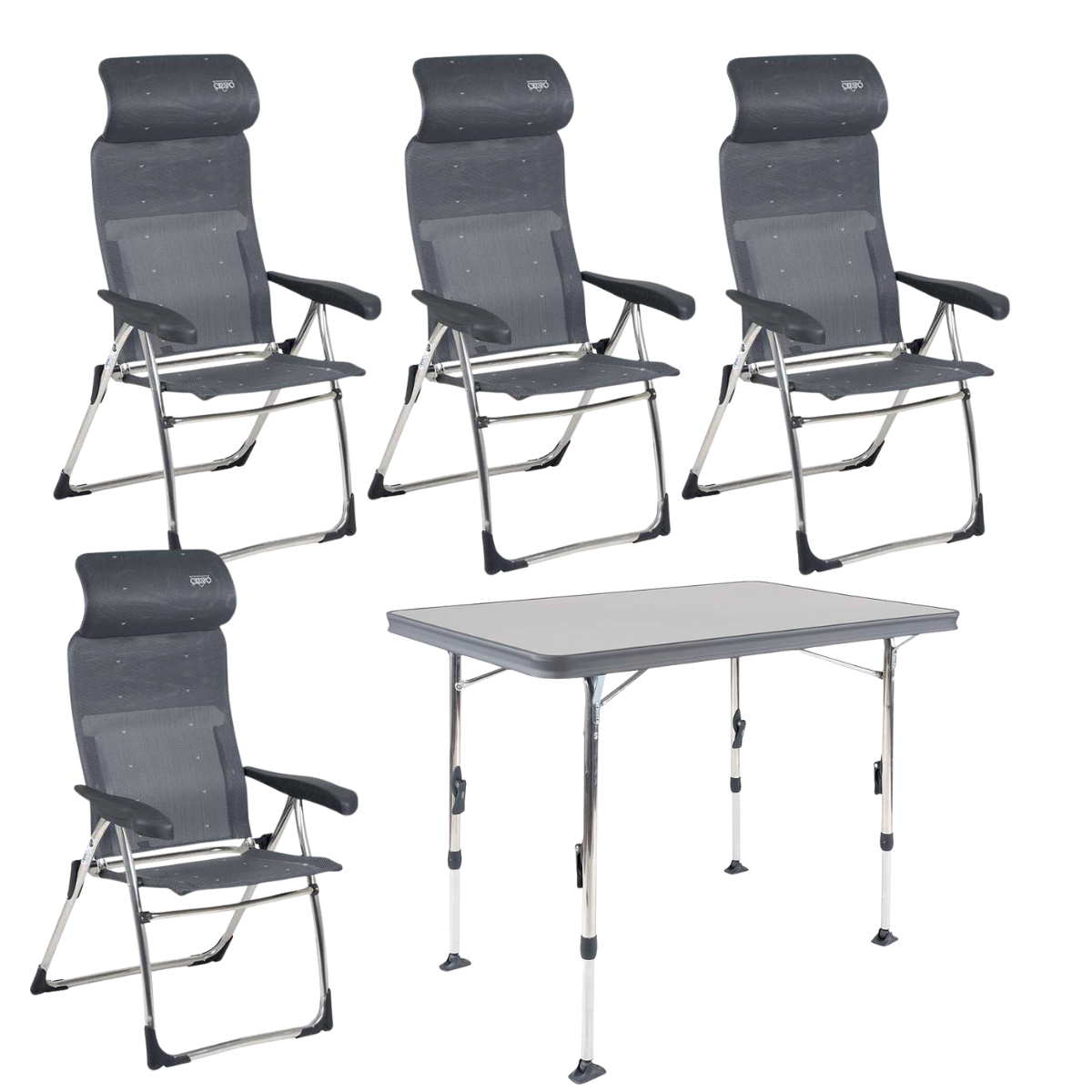 CRESPO Campingstuhl Classic Compact AL/215-C anthrazit 4er-Set & Tisch Ligero AL/247 110x70 cm grau CRESPO Campingstuhl Classic Compact AL-215-C anthrazit 4er-Set - Tisch Ligero AL-247 110x70 cm grau - 1104963 1151378