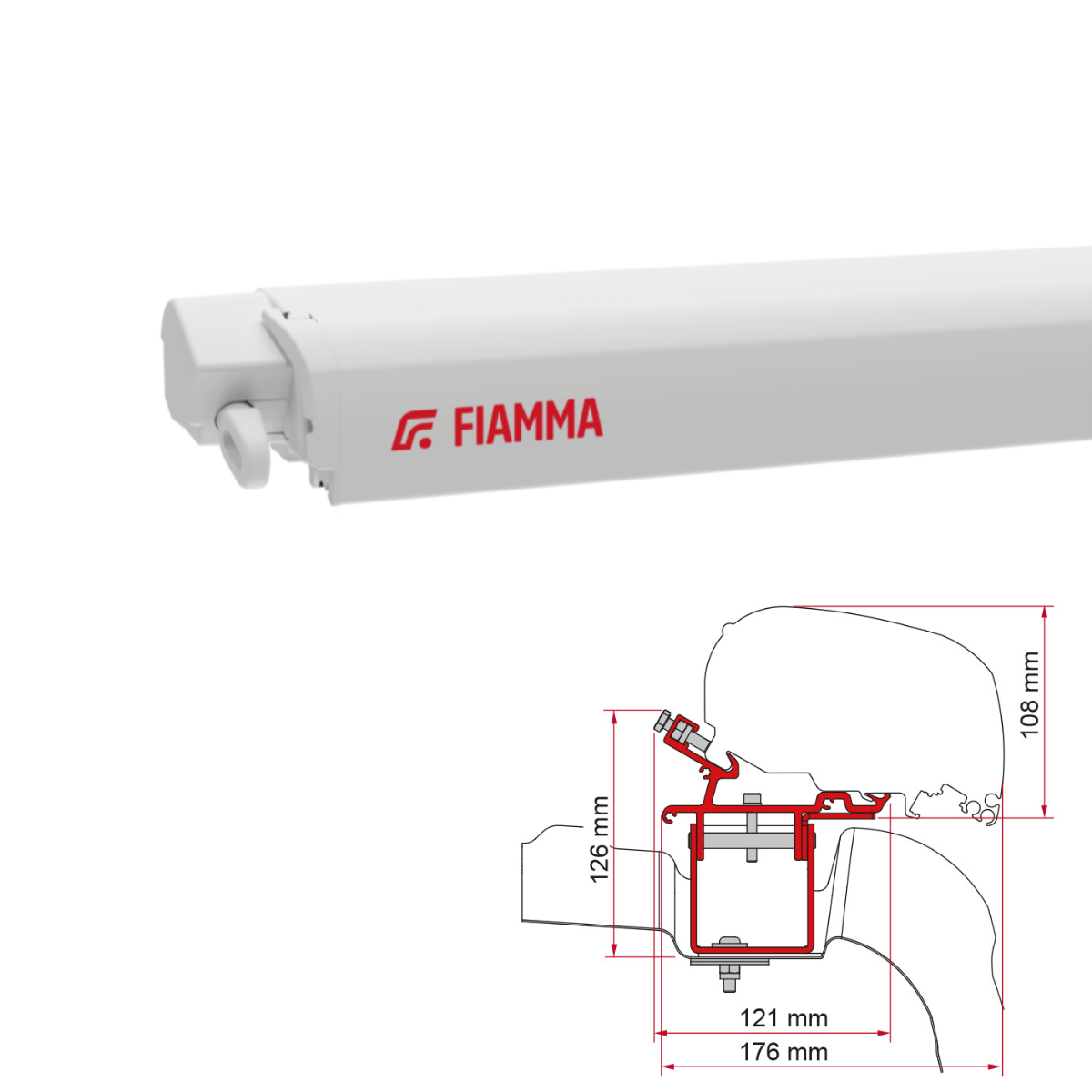 Markise FIAMMA F80 S 320 Royal grey Behuizing wit incl. Adapterkit VW Crafter II MAN TGE H3 L3 vanaf 201 Markise FIAMMA F80 S 320 Royal grey Gehaeuse weiss inkl. Adapterkit VW Crafter II MAN TGE H3 L3 ab 201 - 07830B01R 98655Z043