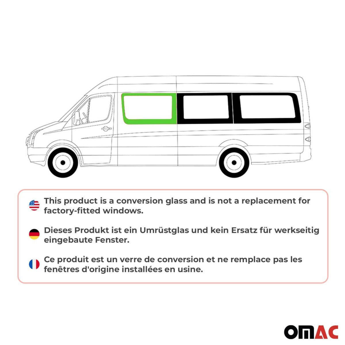 OMAC Seitenfenster Seitenscheibe MAN TGE L2 ab Bj. 2017 Vorne Links OMAC Seitenfenster Seitenscheibe MAN TGE L2 ab Bj. 2017 Vorne Links - A050818