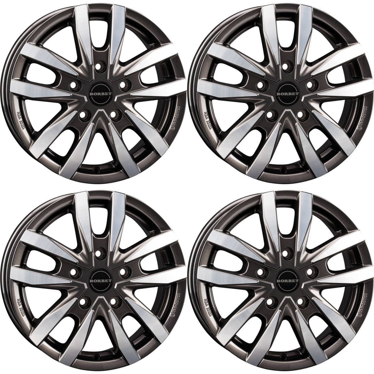 BORBET Alufelge CW5 mistral anthracite polished glossy 16 Zoll Crafter-MAN TGE ab Bj. 07-18 4er-Set - CW5 65660120565-1MAGP-T