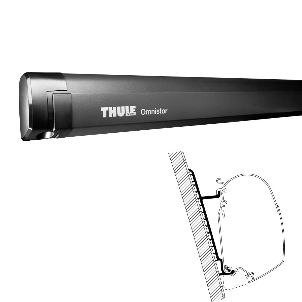 THULE Markise 5200 Mystic grau 350 cm Gehäuse anthrazit inkl. Adapter Fiat Ducato H3 ab Bj. 06 L3H3 Thule Omnistor 5200 -3-52x2.50- - 301223 - Markise THULE Omnistor 5200 Mystic grau 350 cm Gehaeuse anthrazit