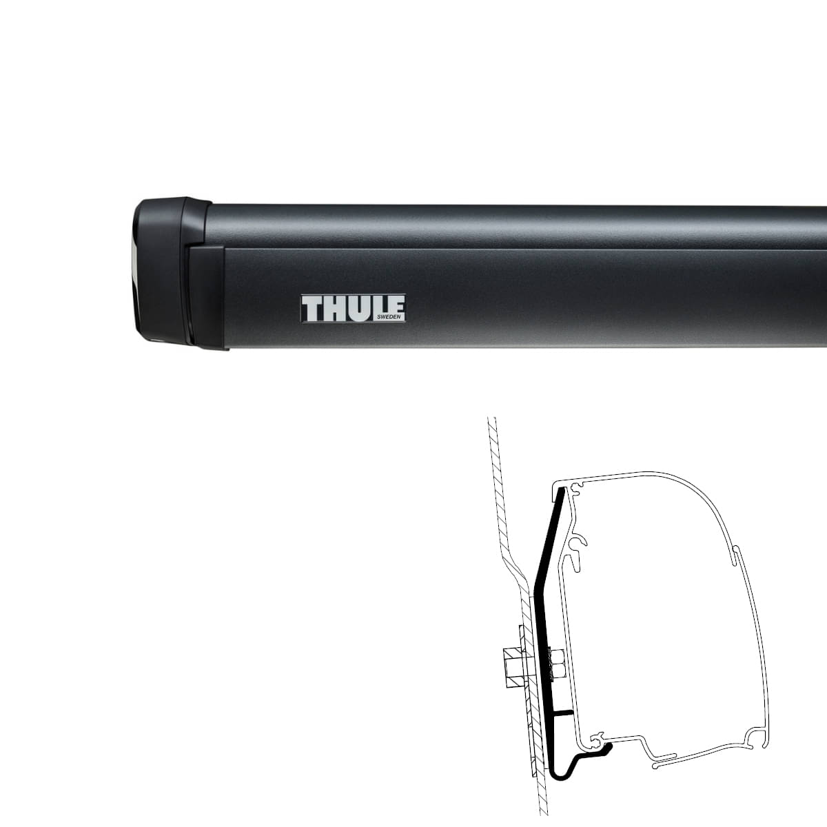 THULE Omnistor Markise 4200 Gehaeuse anthrazit Tuch Mystic grau 260 cm - 302820