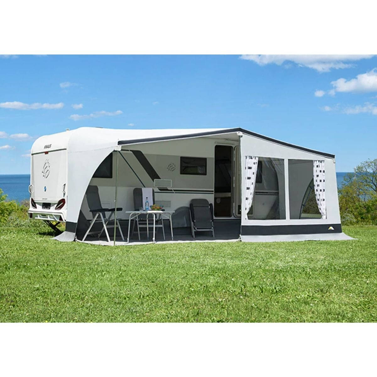 DWT Wohnwagen-Vorzelt WINNER Gr. 16 Umlaufmass 1001-1030 cm Tiefe 240 cm mit 28 mm Alu-Gestaenge - 112086ALU