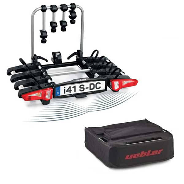 Set UEBLER i41 S-DC Fahrradtraeger 18140 4 Raeder faltbar mit 90° Abklappung mit Rueckfahrkontrolle inkl. Tasche