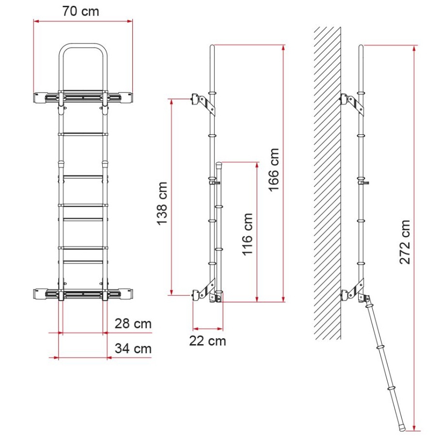 FIAMMA Deluxe DJ Leiter eloxiert- Kit Bars Ford Transit ab 2014