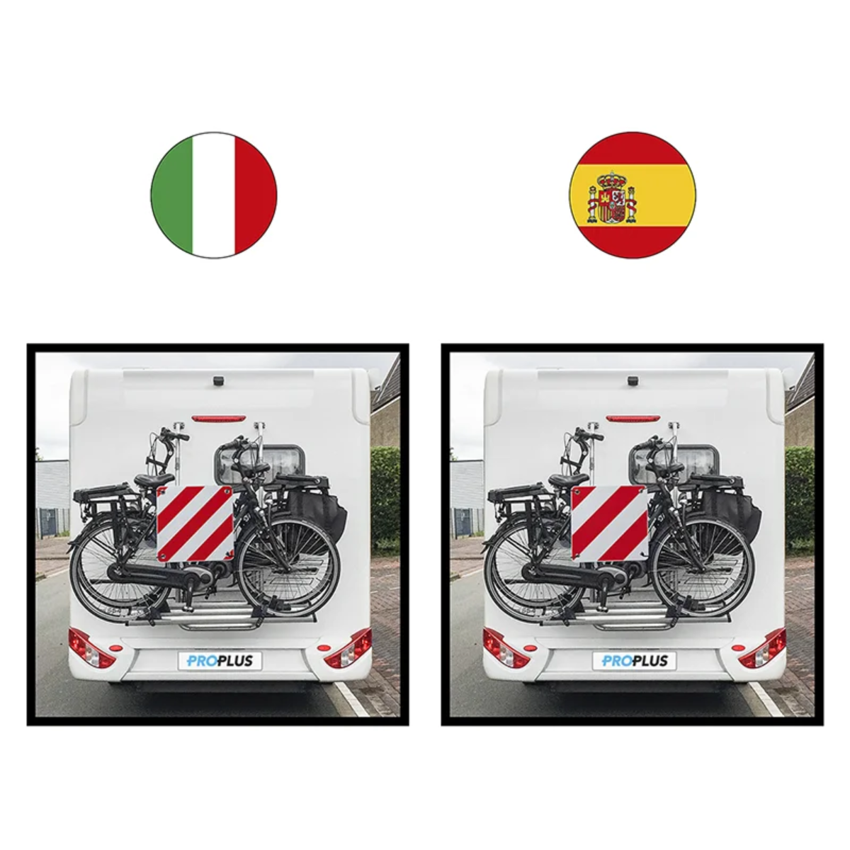 Flexible Warntafel Aluminium 50x50 cm Ausfuehrung Italien Spanien Portugal 3in1 - 361234V01