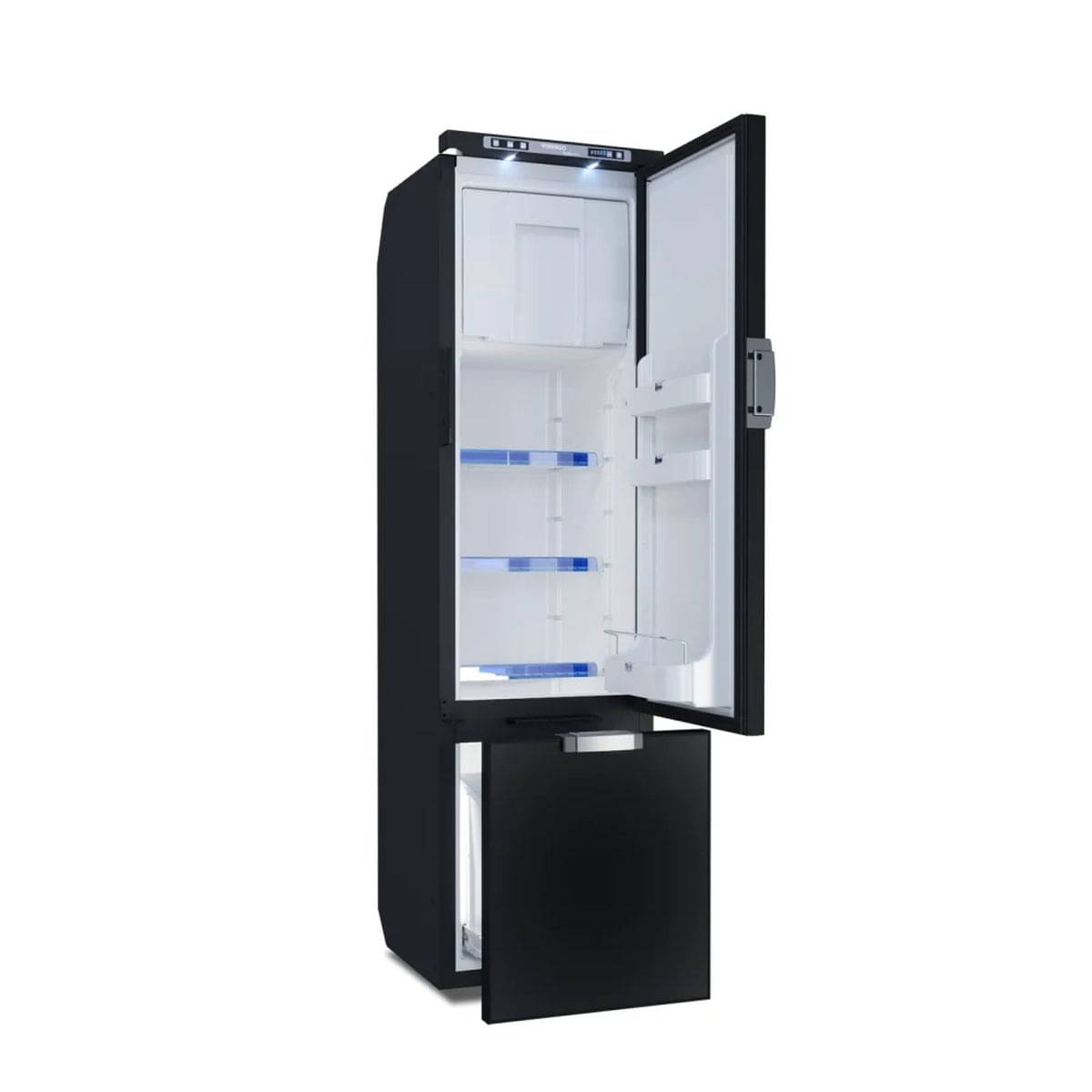 VITRIFRIGO Kompressor-Kuehlschrank Slim C150 CHR 12-24 V 140 L mit Gefrierfach Schwarz matt