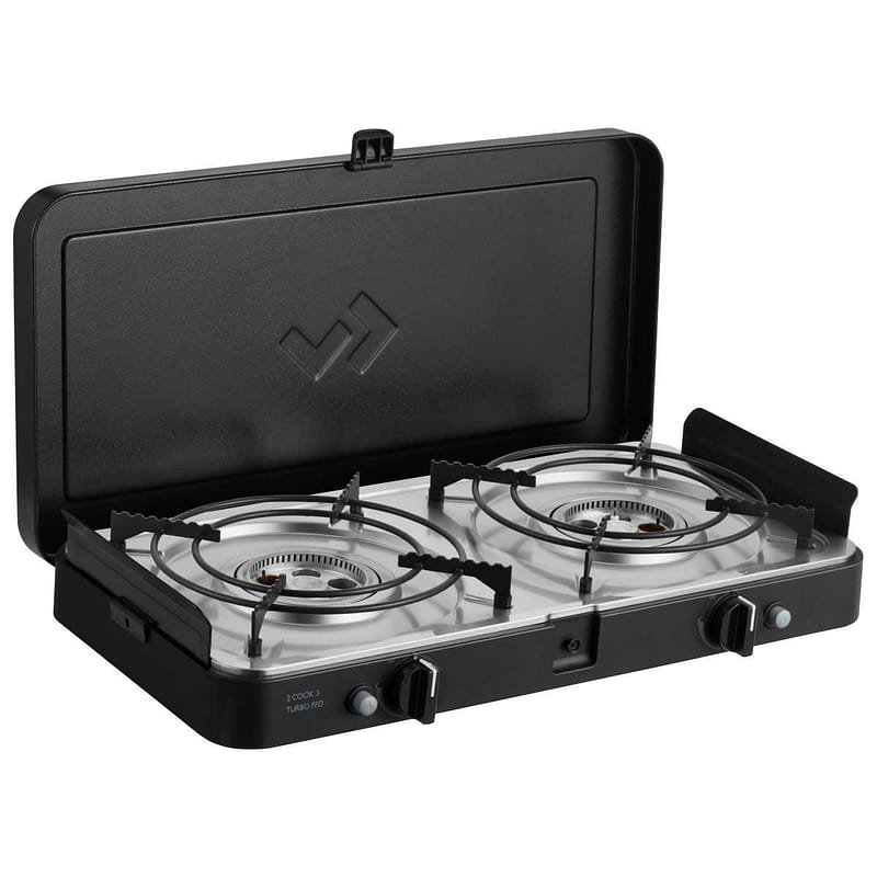 CADAC 2 Cook 3 Turbo Deluxe 30mBar – Le Gril Polyvalent Pour L’intérieur Et L’extérieur, Avec Sac De Rangement, Idéal Pour Raclette Et Barbecue – Noir Et Vert