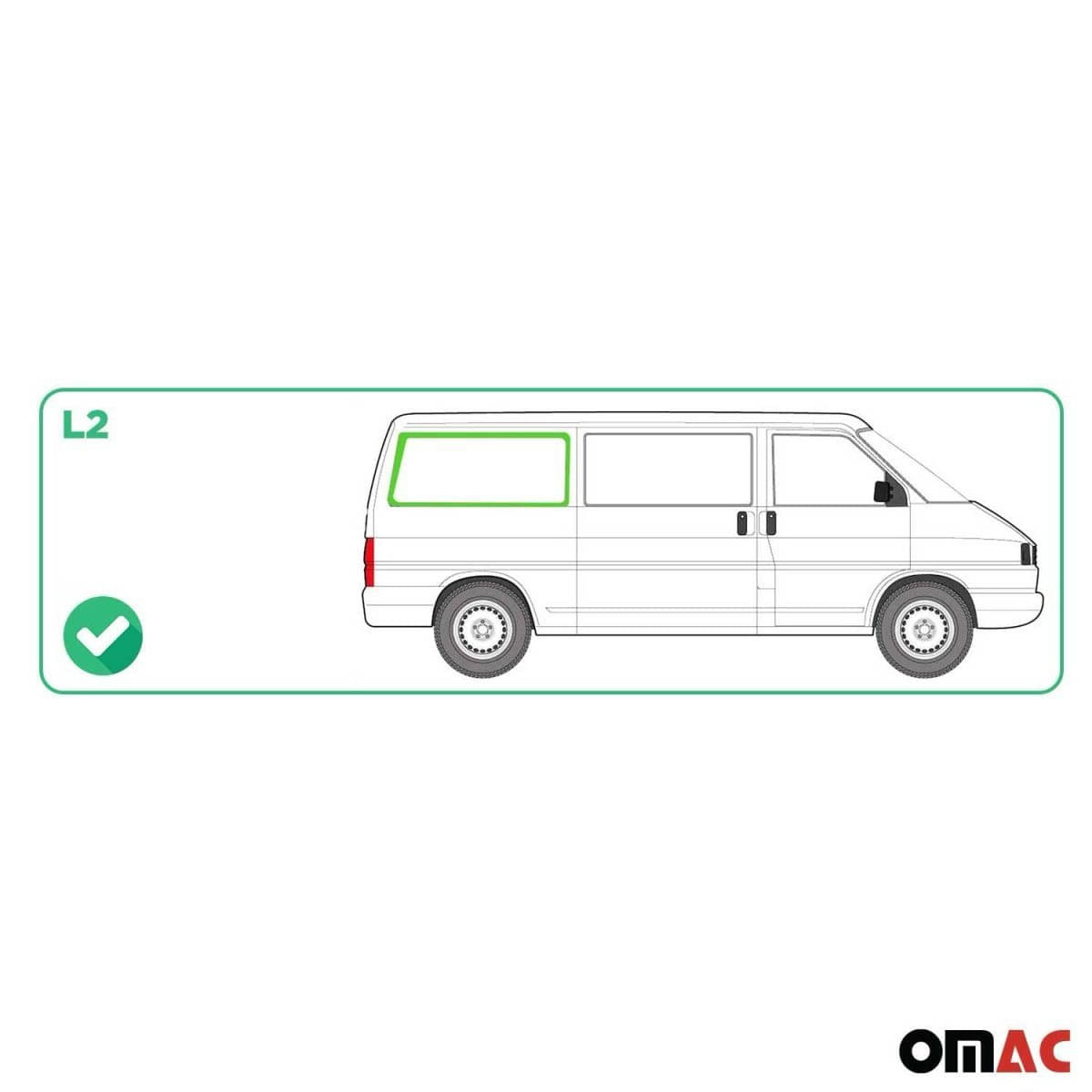 OMAC Seitenfenster Seitenscheibe VW T4 L2 Bj. 1990-2003 Hinten Rechts OMAC Seitenfenster Seitenscheibe VW T4 L2 Bj. 1990-2003 Hinten Rechts - 7521405L-1RSFR