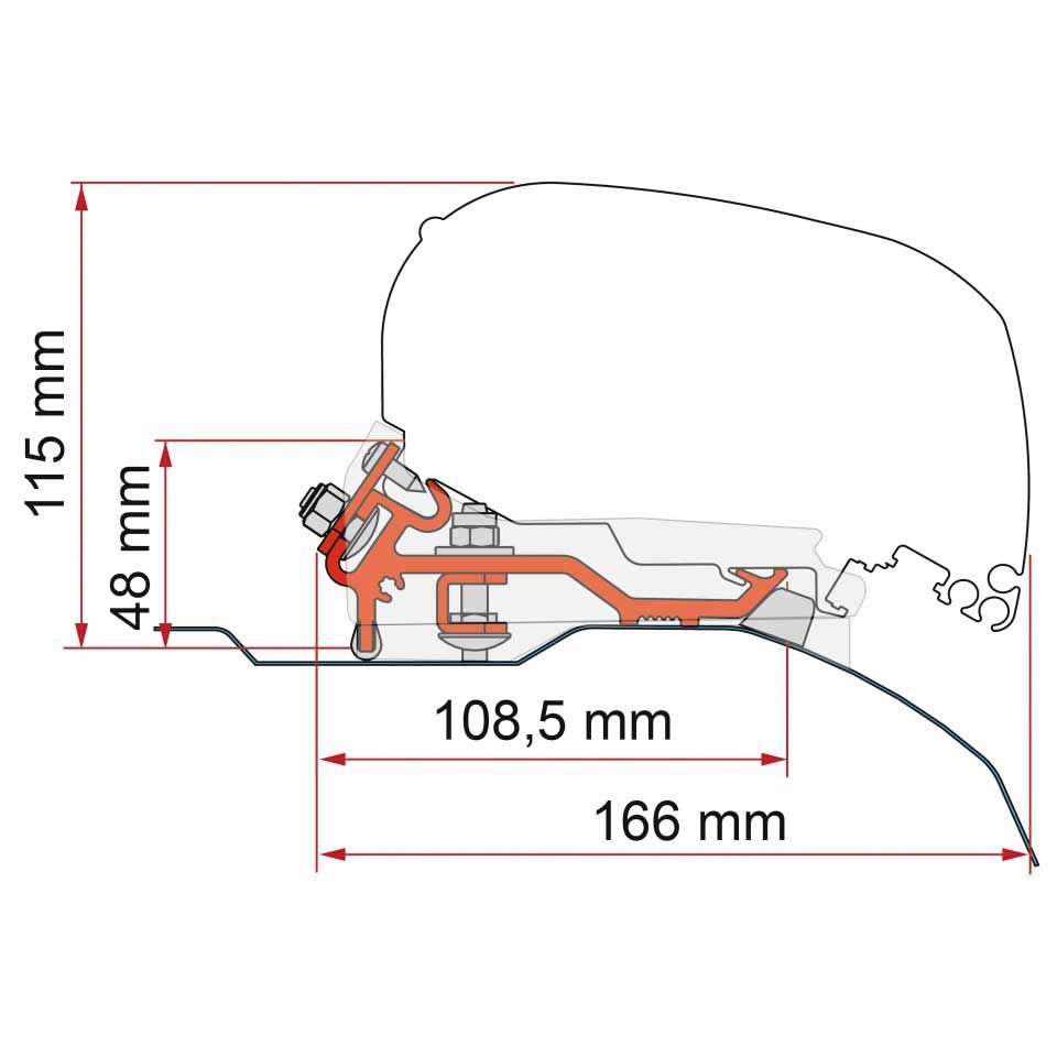 FIAMMA Adapter Kit Fiat Ducato Low Profile H2 - L4 silber fuer Markise F80