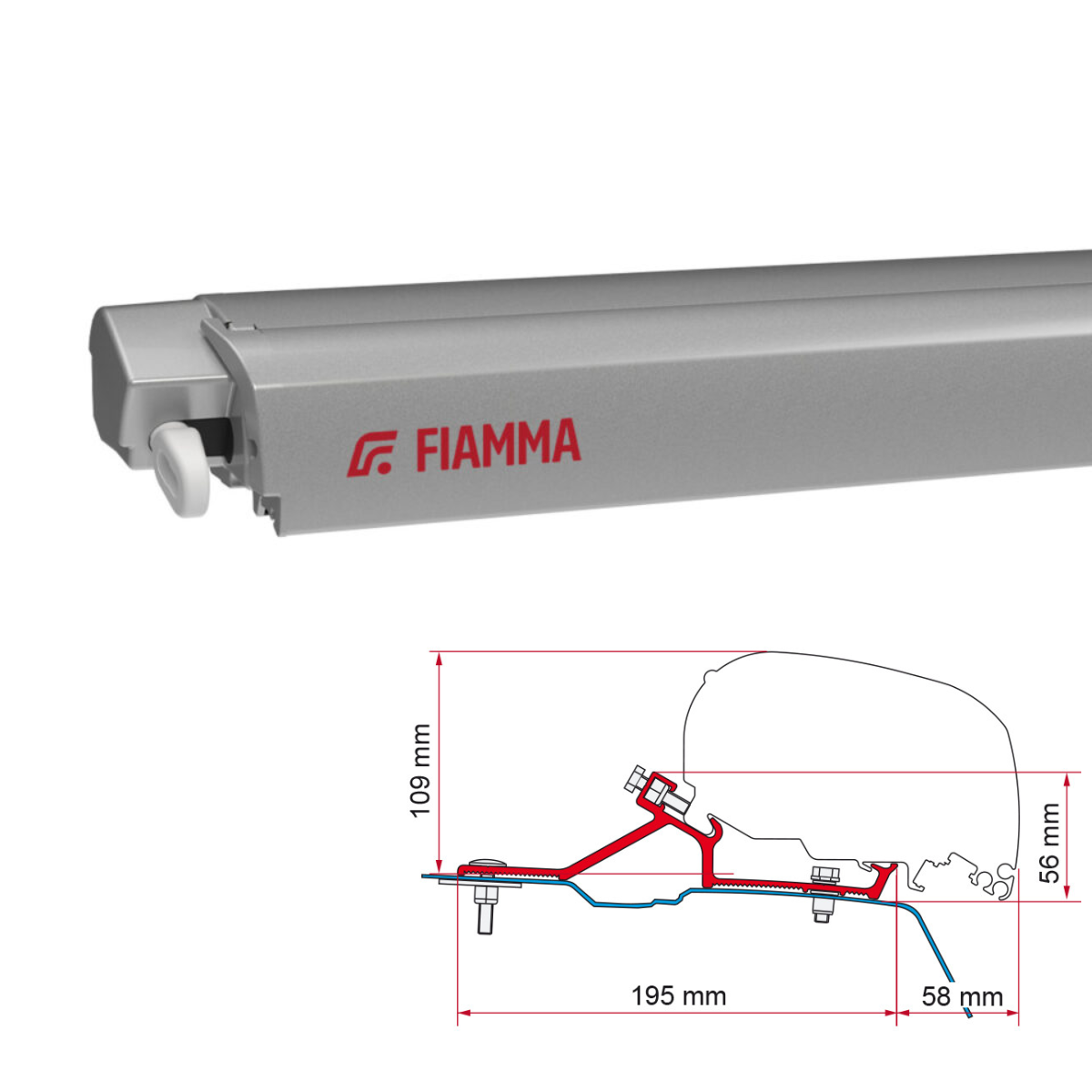 Markise FIAMMA F80 S 370 Royal grey Gehaeuse titanium inkl. Adapterkit Renault Opel Movano H2 L3 - 07832D01R 98655-881