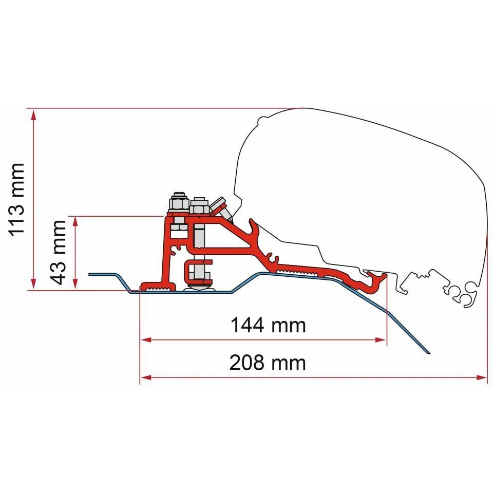 Markise FIAMMA F80 S 370 Royal grey Gehaeuse weiss inkl. Adapter Low Profile schwarz Fiat Ducato Jumper Boxer H2 L3 ab 2006