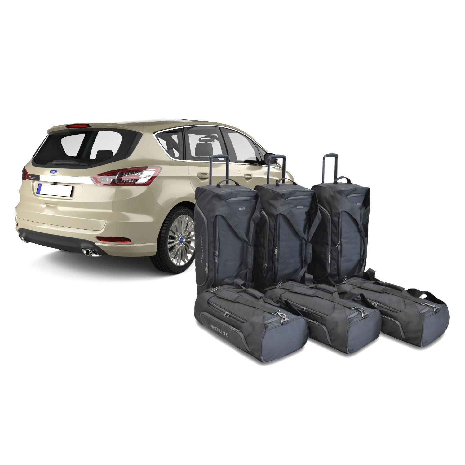 Car Bags Pro-Line F10801SP Ford S-Max 7-Sitzer Bj- 15-23 Reisetaschen Set- Auf Ihr Auto massgeschneidert- Das Original