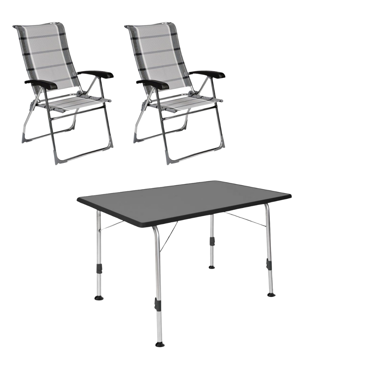 DUKDALF Stuhl Aspen silber anthrazit 2er-Set & Tisch STABILIC II 100x68 cm anthrazit DUKDALF Stuhl Aspen silber anthrazit 2er-Set - Tisch STABILIC II 100x68 cm anthrazit - 42-01-0649-4 40-24-1007.4