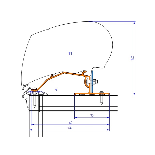 THULE Adapter Caravan Roof 300 cm fuer Markise 6300 309957