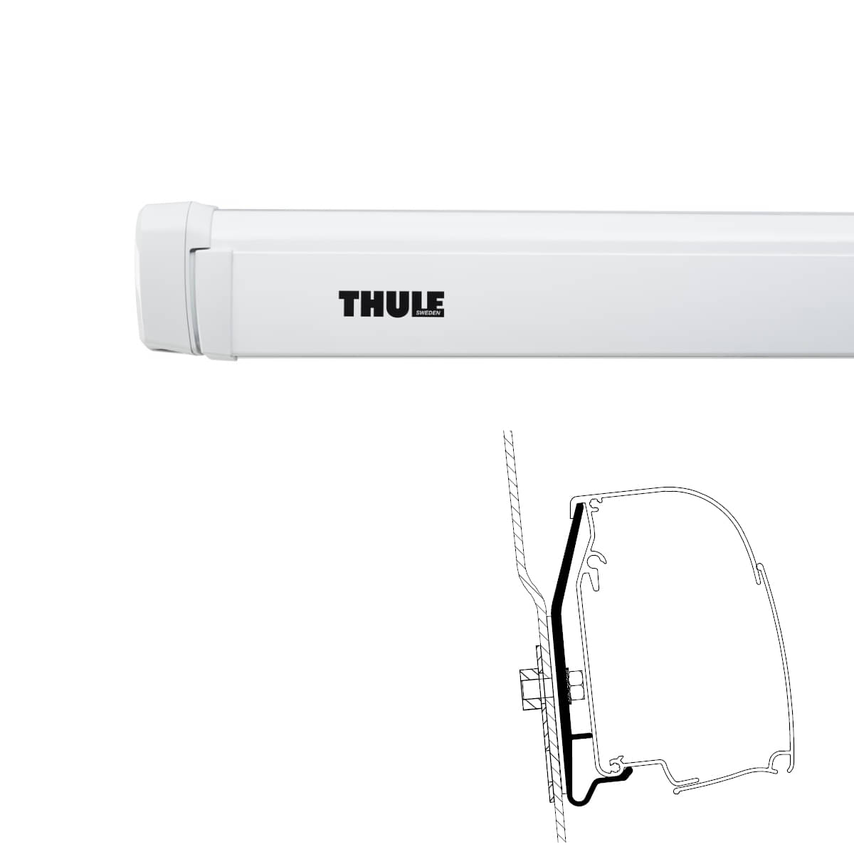 THULE Omnistor Markise 4200 Gehaeuse weiss Tuch Mystic grau 260 cm - 302800