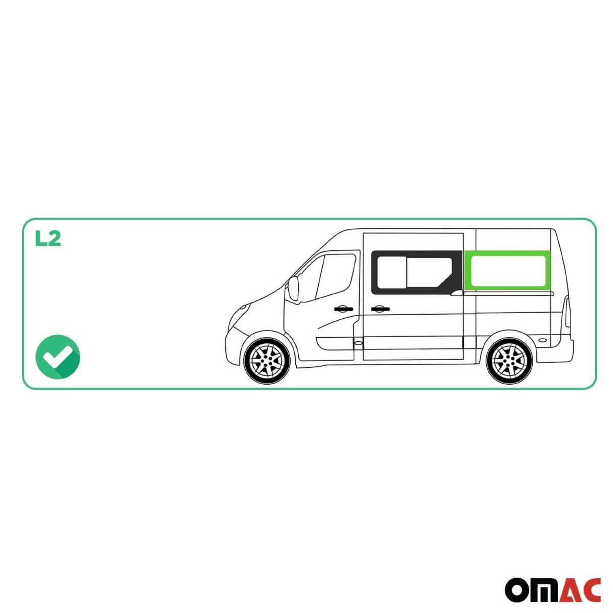 OMAC Seitenfenster Seitenscheibe Opel Movano L2 Bj. 2010–2021 Hinten Links Schiebetuer - 6125405-1RSDFL