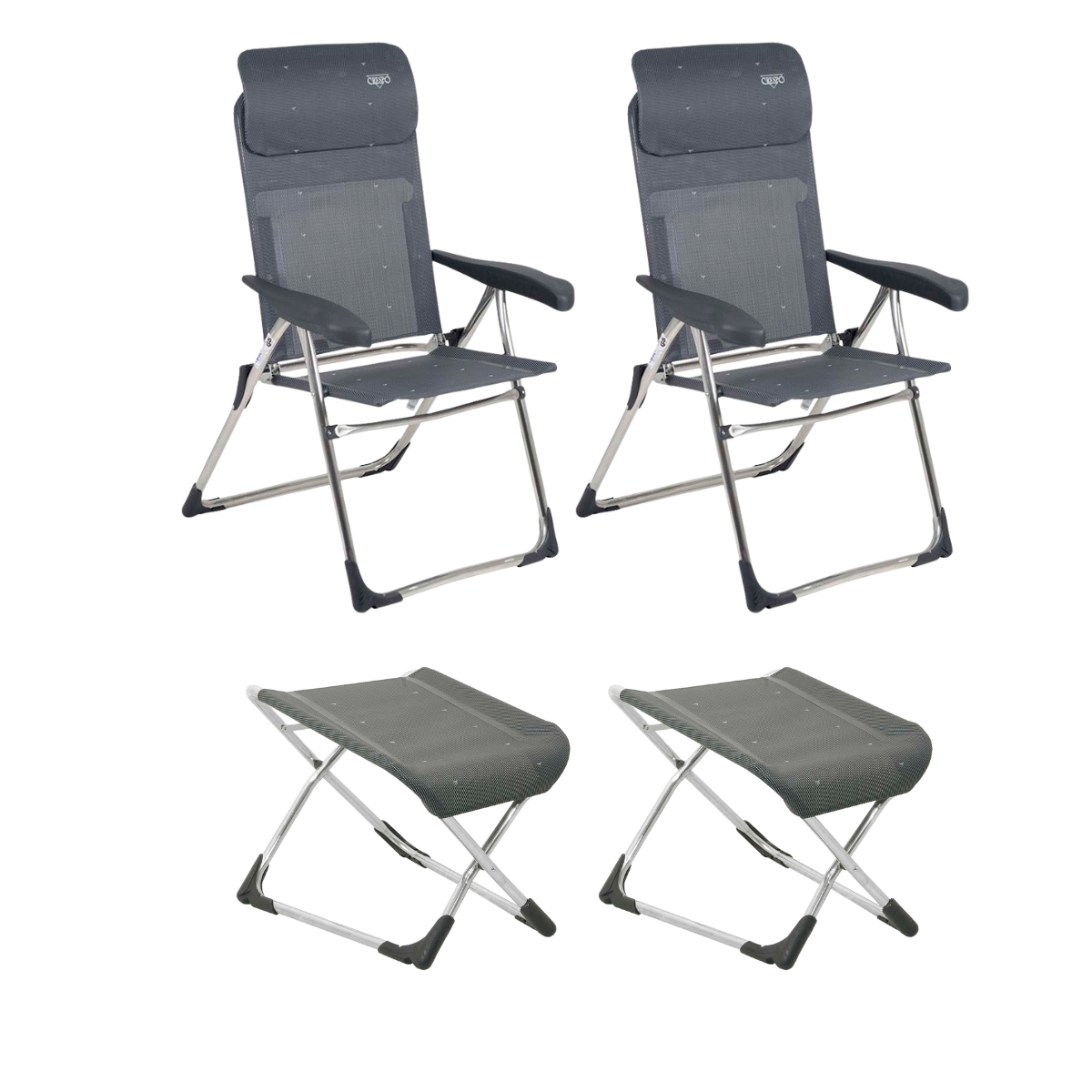 CRESPO Campingstuhl Classic Compact AL-213-C-40 anthrazit - freistehende Beinauflagen AL-231 2er-Set - 1104970 1104940