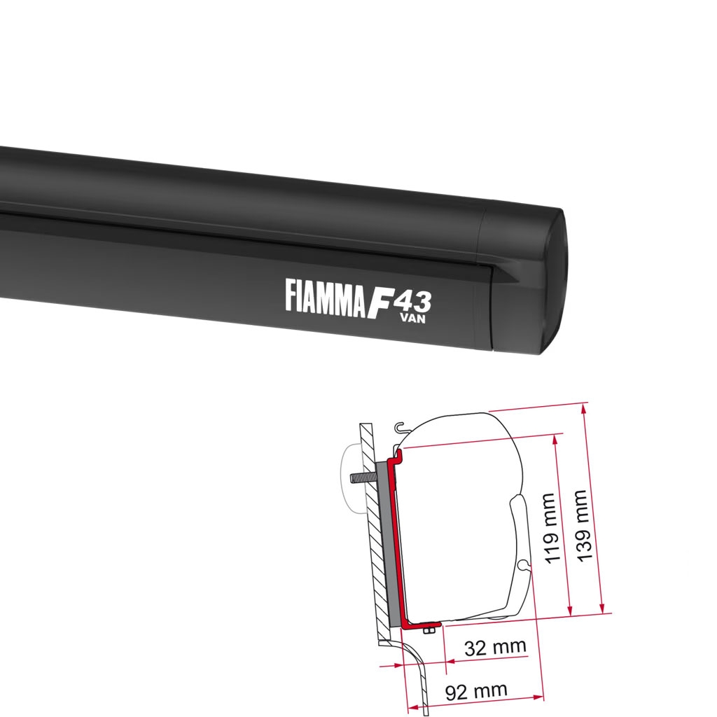 FIAMMA Markise F43 Van 270 Deep black inkl. Adapterkit Westfalia High Roof08833A01R 98655-317