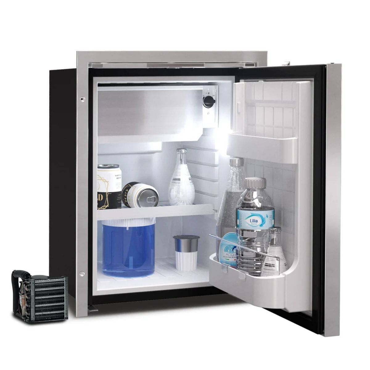 VITRIFRIGO Kompressor-Kuehlschrank C42LX OCX2 12-24 V 42 L mit Gefrierfach Edelstahl