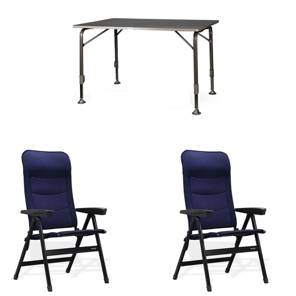 Set 1 Tisch WESTFIELD Moderna Tisch 120 x 80 cm - Avantgarde Series - 101-750 und 2 Stuehle WESTFIELD Advancer S Stuhl dark blue - Performance Series - 201-886 DB