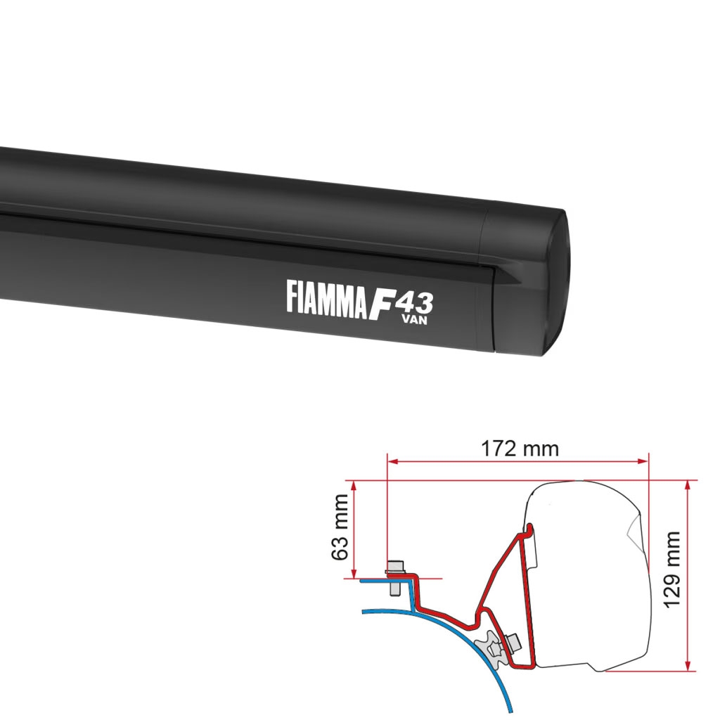 FIAMMA Markise F43 Van 270 Deep black inkl. Adapterkit VW T5 T6 California-08833A01R 98655A712