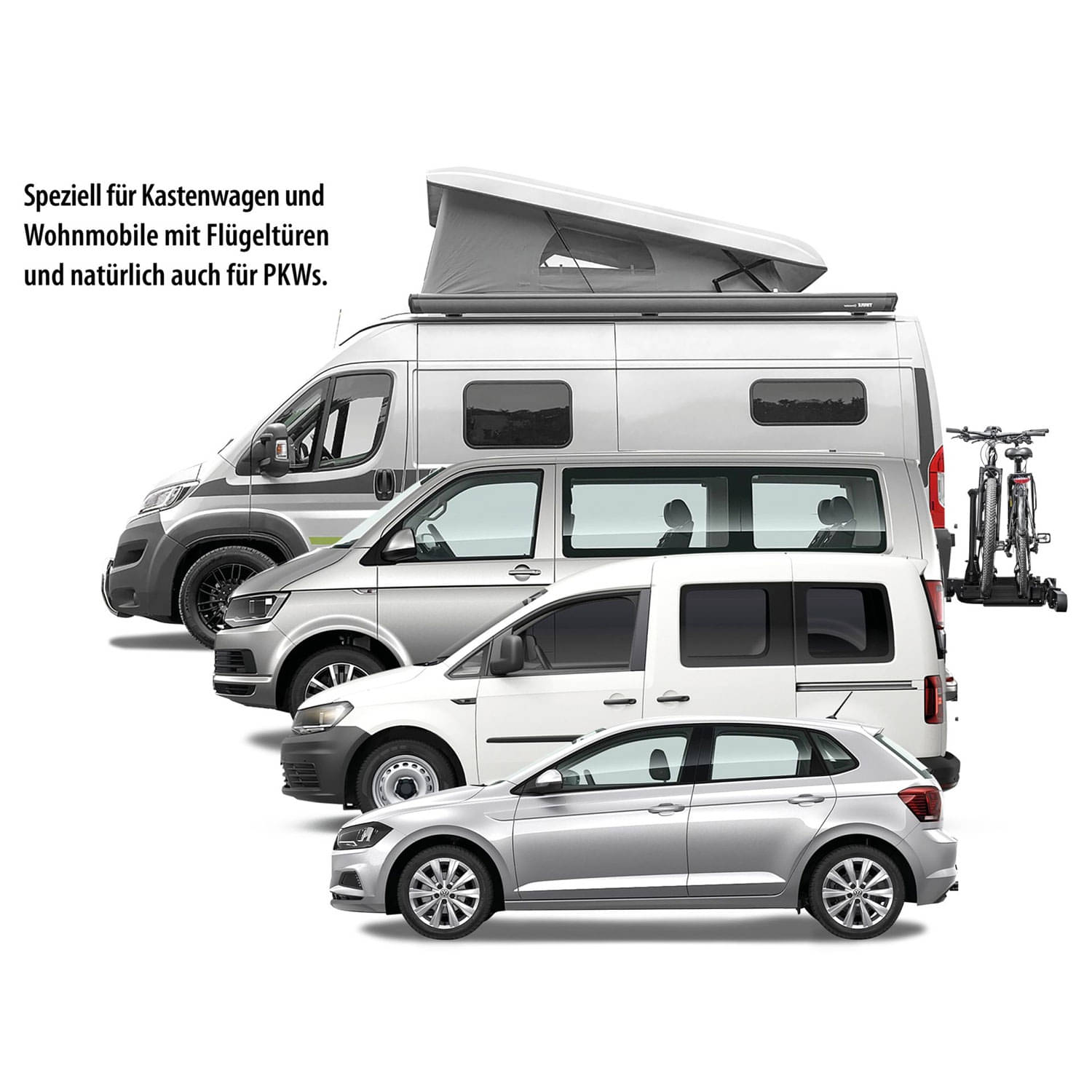 Fahrradtraeger EUFAB SD260 ausziehbar fuer 2 Raeder Hecktueren 11619 - Speziell für Pkw- Kastenwagen Vans und Wohnmobile mit Flügeltüren